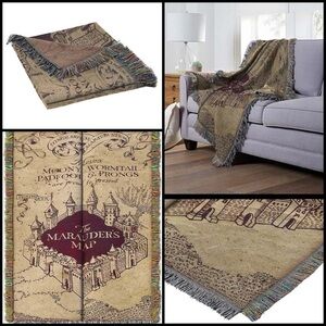 Harry Potter Marauder's Map Woven Tapestry Throw Blanket American Made 48 x 60